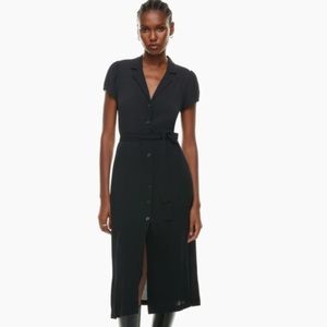 Wilfried Button-up crepe shirt dress Black L